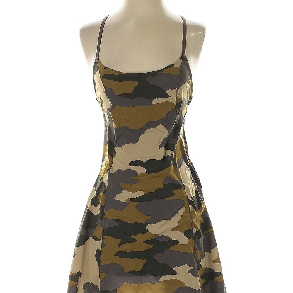 Camo Print Spaghetti Strap Tennis Dress - Olive and Tan With Shorts